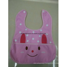 OEM Produce Customized Rabbit Printed Cotton Pink Baby Bib